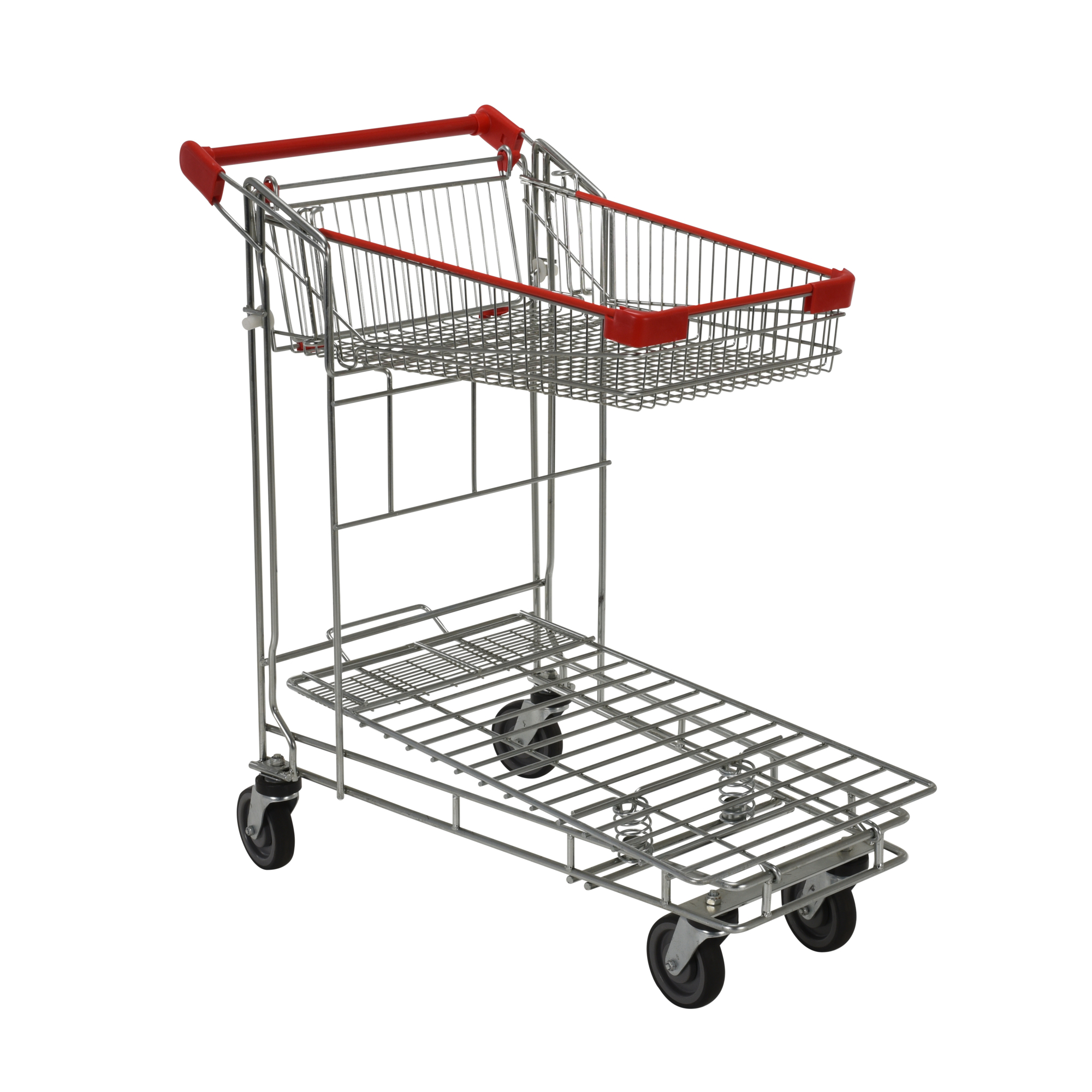 Vestil Steel Nestable Wire Cart - 90-Lb. Capacity, 2 Shelves, Zinc-Plated, Model# WIRE-S